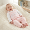 BW-13-453: Baby Girls Quilted 2 Piece Dungaree Outfit - Hug Me (NB-6 Months)